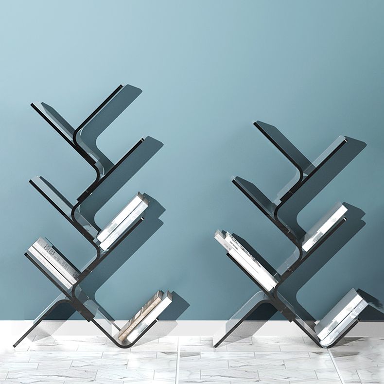 Modern Open Back Standard Bookshelf Acrylic Bookcase with Shelves for Study Room