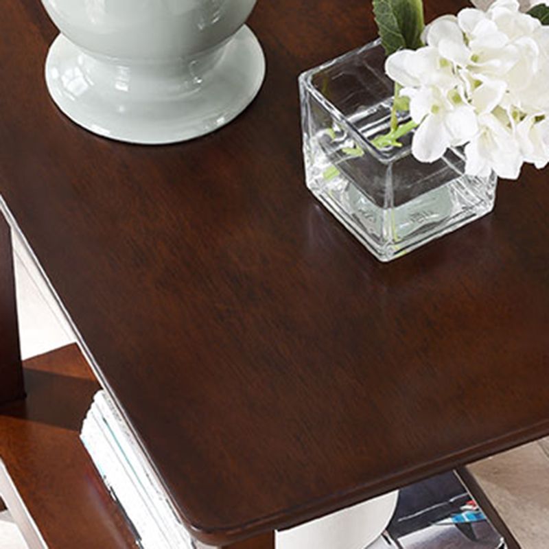 Modern Style Cocktail Table Rubber Wood Square Wood/walnut/black Coffee Table