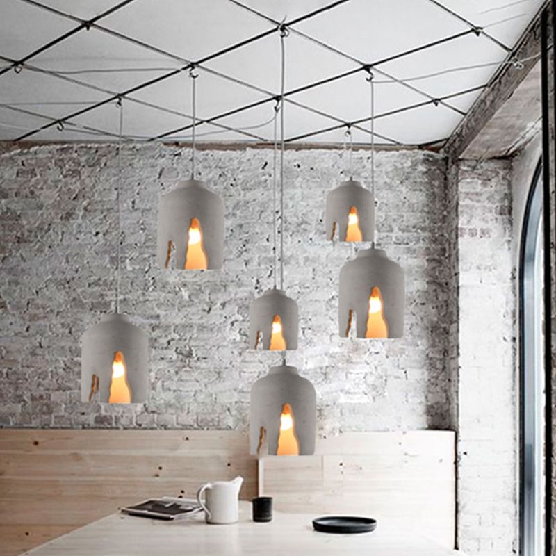 Graues modernes Zementpendel Licht 1 Lichthänge Deckenleuchte für Esszimmer