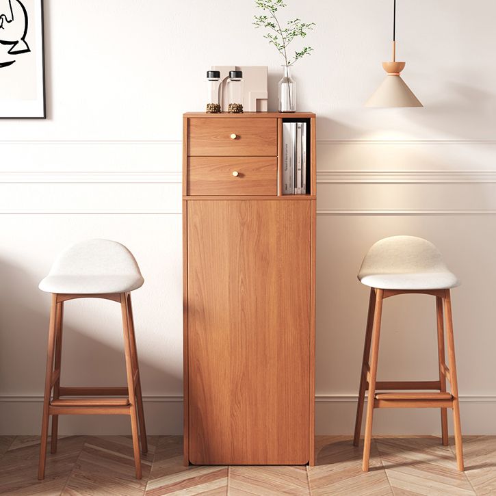 1/2/3 Pieces Bar Stool and Table Set, Folding Solid Wood for Living Room