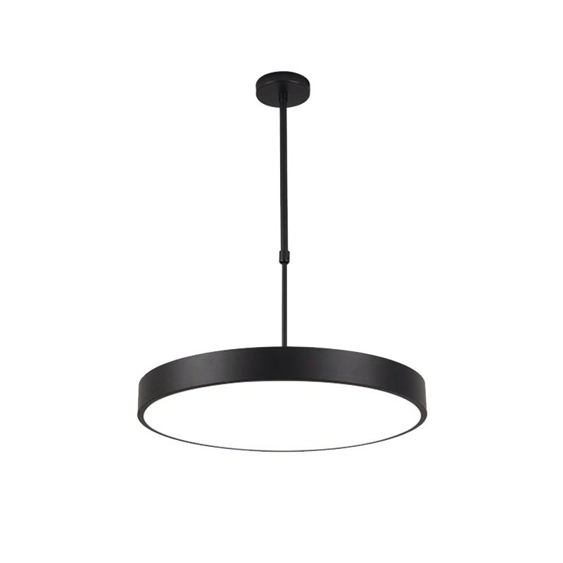 Lampada di sospensione rotonda in altezza regolabile Modern Metal Office LED Luce in nero in nero