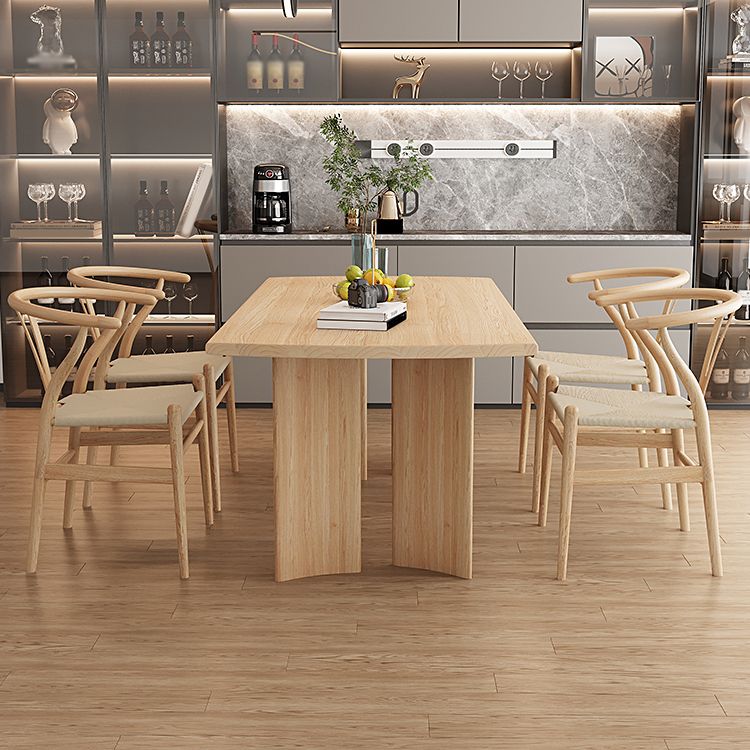 Modern Ash Wood Dinette Set 1/2/4/5 Pieces Rectangle Beige Dining Table Set