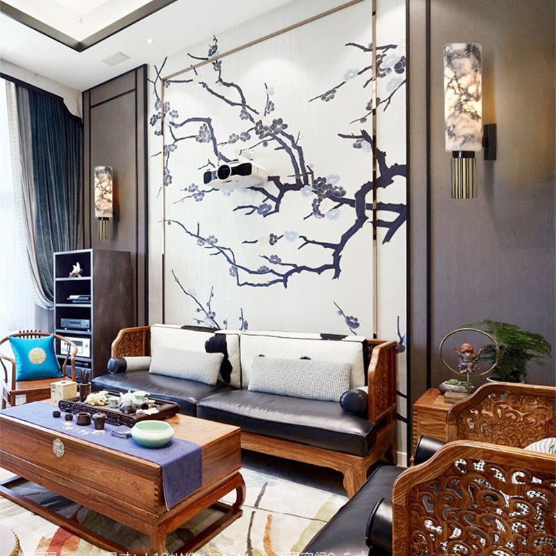 Cylinder Approche du luminaire de la lampe murale à 1 lumière moderne avec nuance de pierre blanche