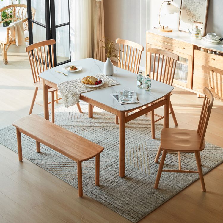 Solid Wood Frame Dining Table Rectangle Dinette Table for Home