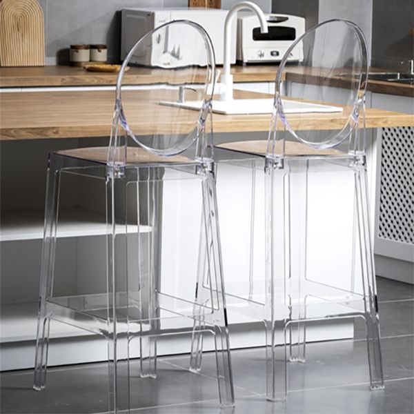 Industrial Backrest Armless Counter Chair Plastic Bar Stool with 4 Legs