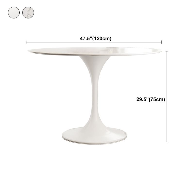 Stone Round Top Table Contemporary Dining Table with Pedestal Base