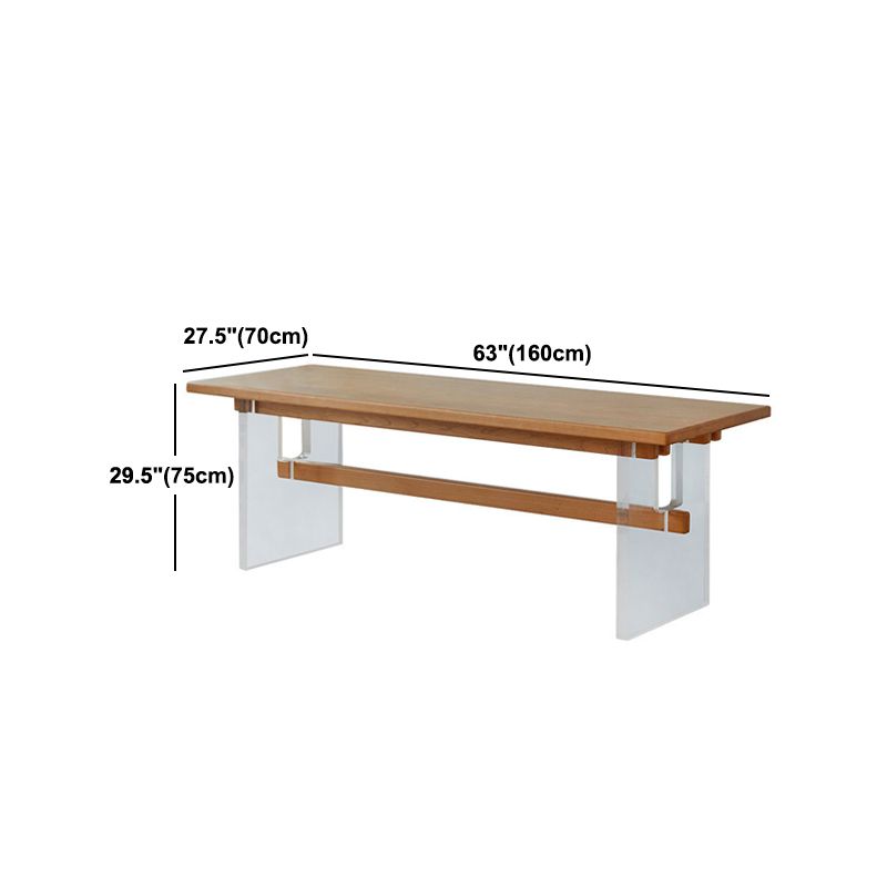 Rectangular Solid Wood Dining Table Modern Brown Furniture with Trestle Base for Home