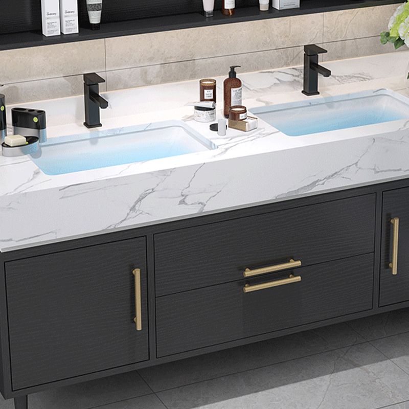Metal Frame Vanity Set Plain Rectangle Drawers Freestanding Bath Vanity with Drawers