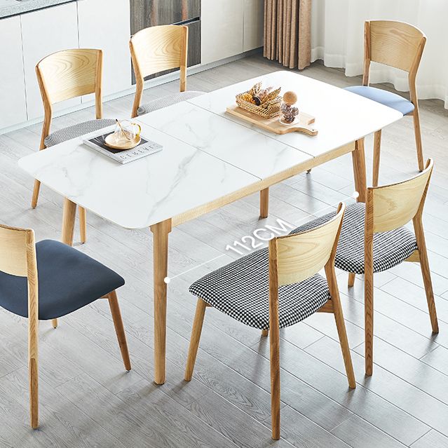 Minimalist Sintered Stone Dining Table White Extendable Dining Table for Kitchen