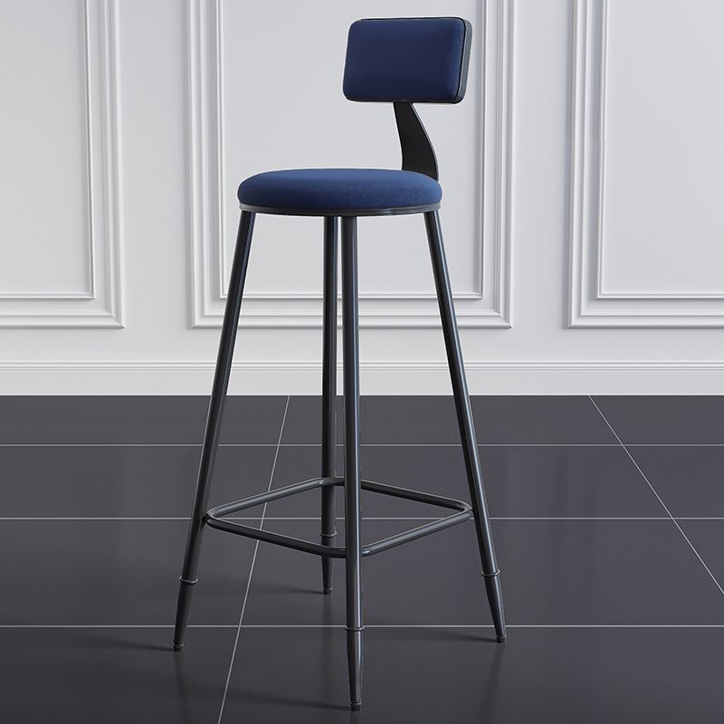 Modern Backrest Armless Counter Stool Iron Dining Room Bar Stool with Cushion and Pedal
