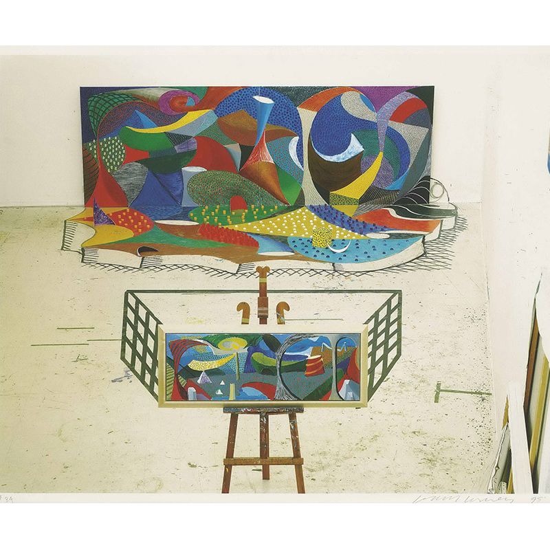 Whole Abstract Mural for Accent Wall David Hockney Works Wall Covering in Multi Color, Washable