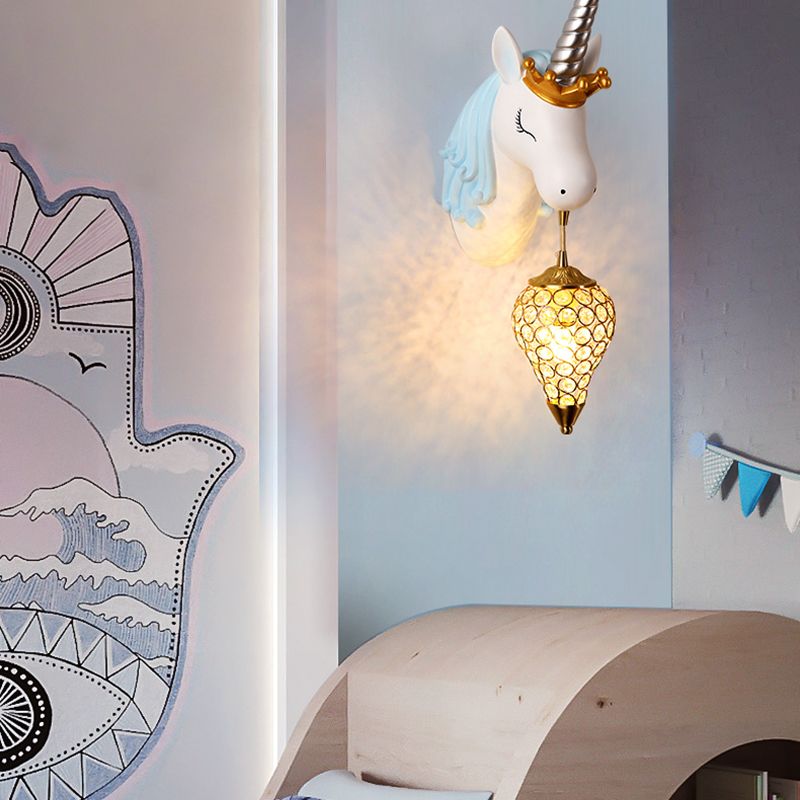 Metal Geometric Shade Wall Lighting Kid Style 1 Light Wall Mounted Light Fixture