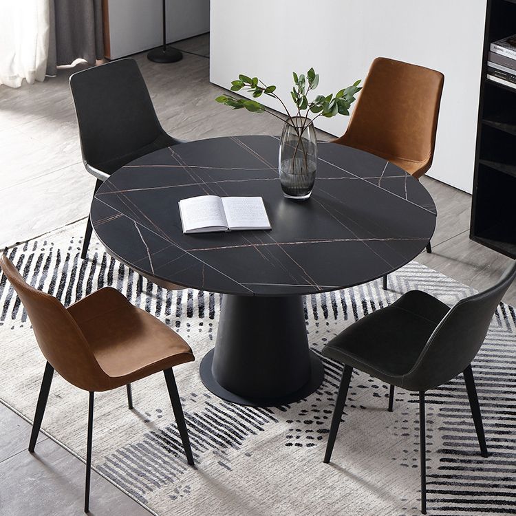 Rectangular Sintered Stone Dining Table Modern Furniture with Pedestal Base