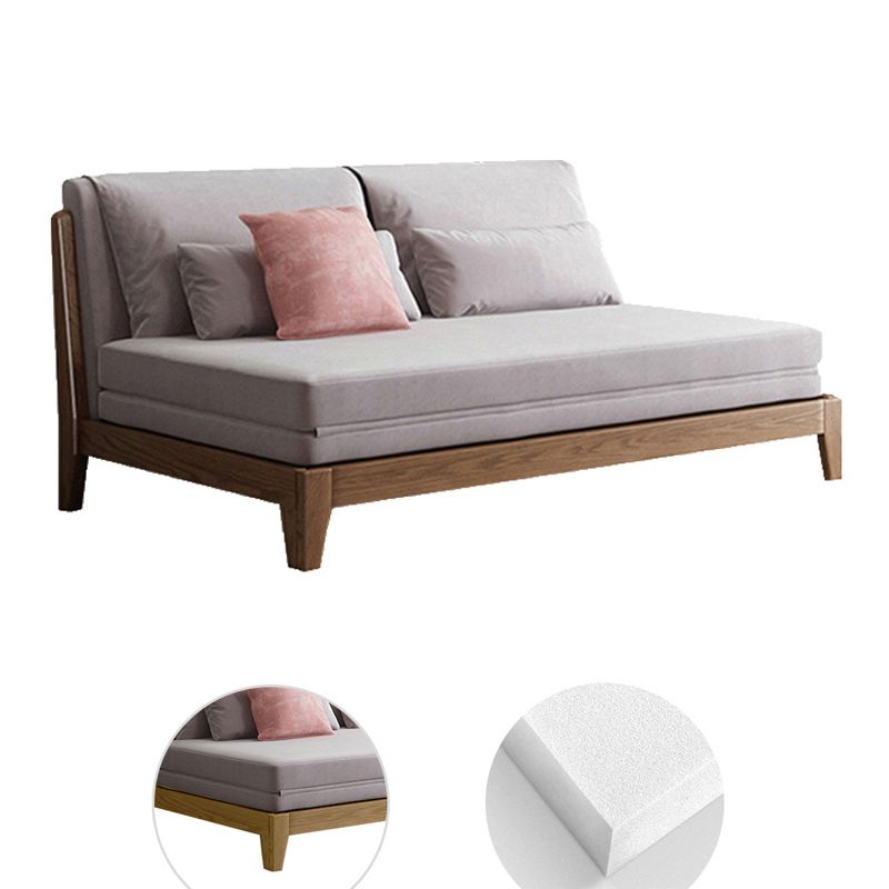 Scandinavian Style Gray Armless Sofa Bed Wood Frame Sleeper Sofa
