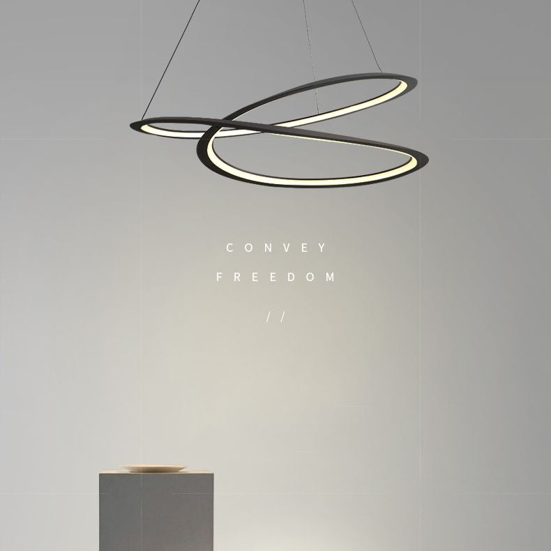 Ultra-modern Twisting Hanging Chandelier Metallic Hanging Lamp with Hanging Cord for Restaurant