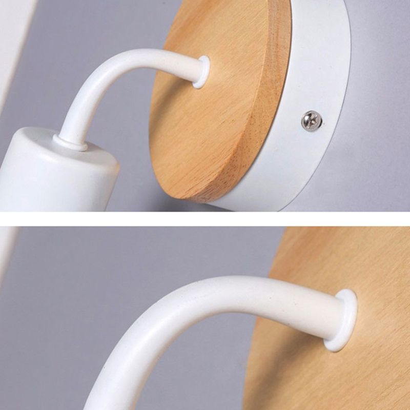 Modern Round Wall Sconce Lights Wood Wall Sconce Lighting for Bedroom