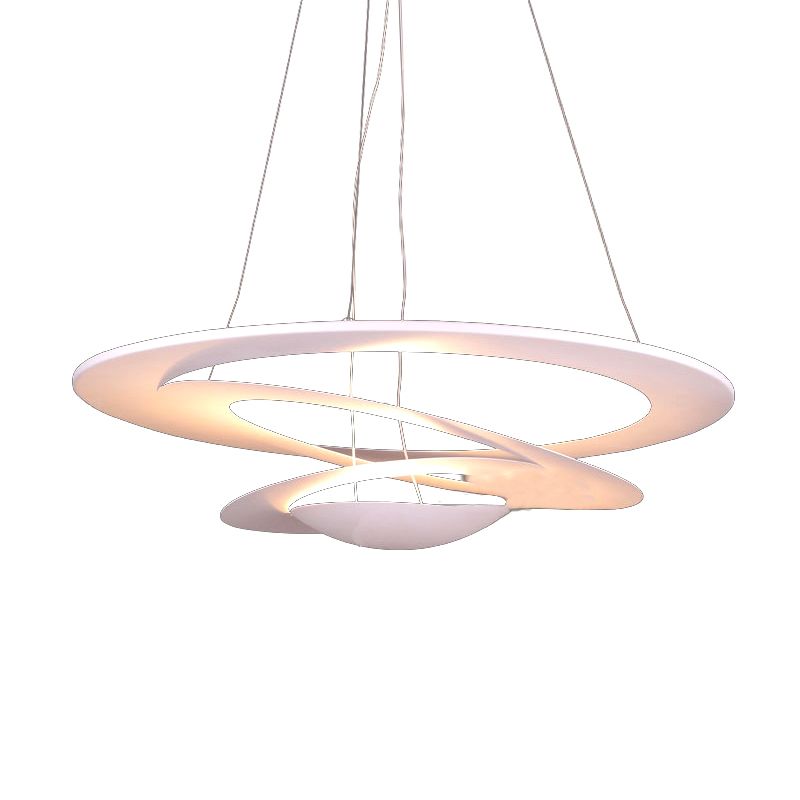 19,5/25,5 "/31,5" breites Spiraldecklicht zeitgenössischer Metall weiße Kronleuchter Licht für Wohnzimmer