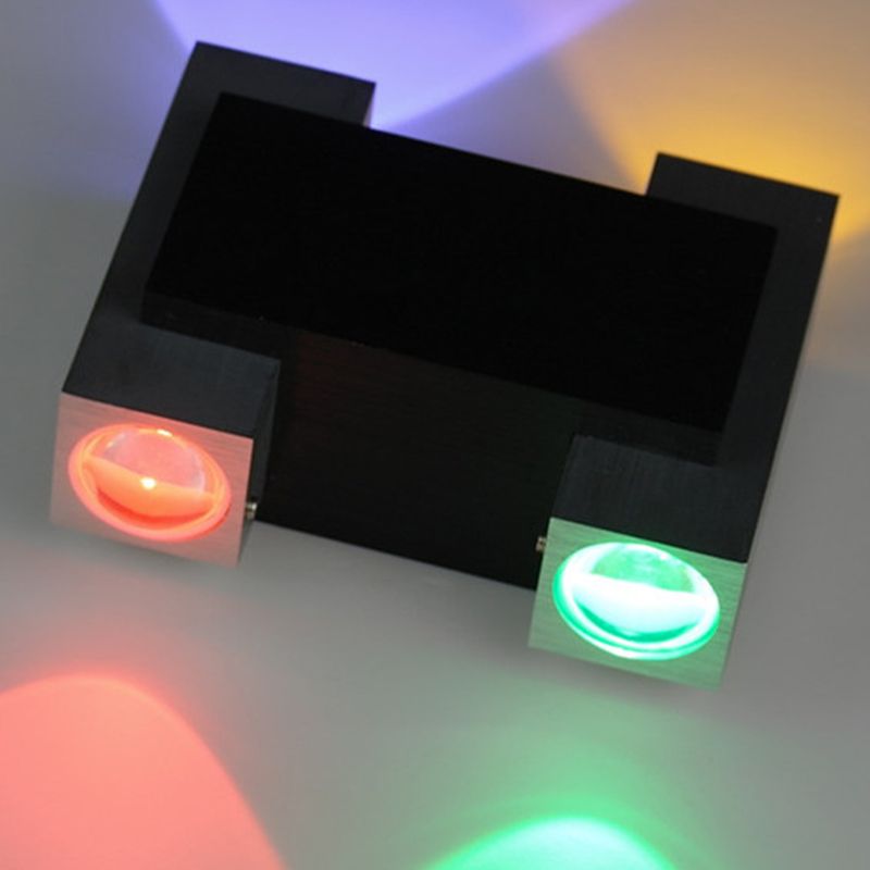 Idées d'éclairage de paroi de pub en forme de télescopes Lampe à applique LED moderne en aluminium en noir, violet / jaune / bleu clair