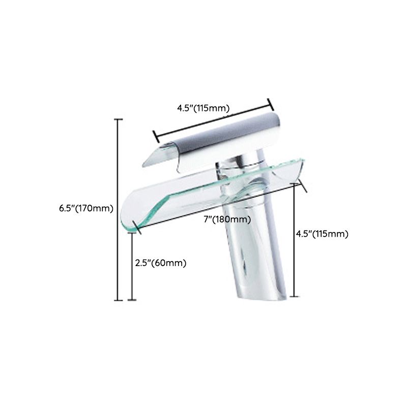 Bathroom LED Faucet Light Lever Handle Waterfall Spout Faucet