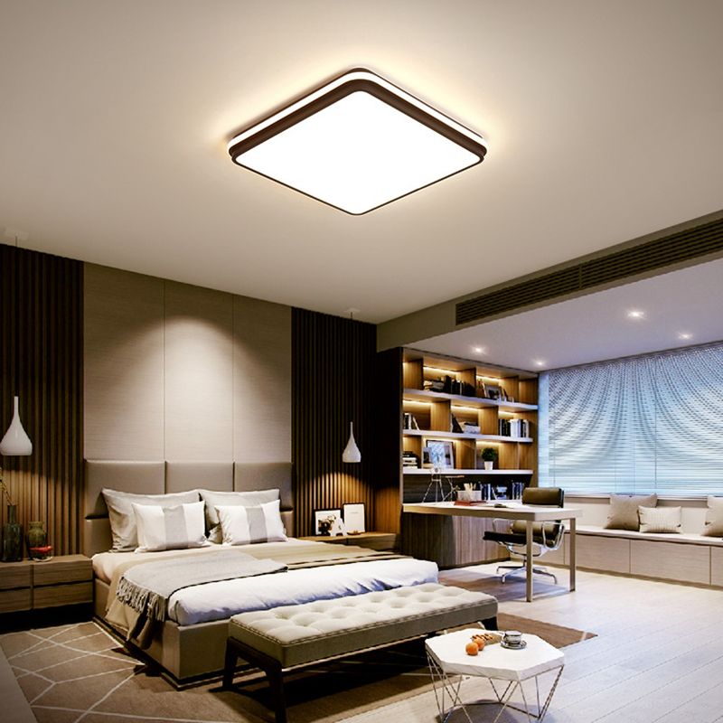 Black Geometrical Flush Ceiling Light Fixture Modern Style 1-Light Metal Flush Light