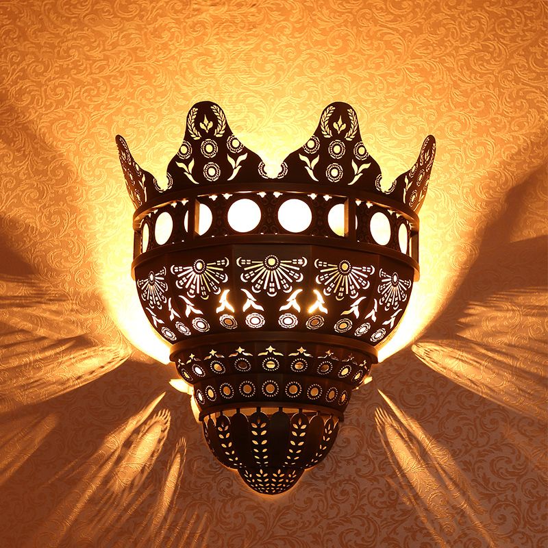 1 Kopf Metallleuchte Licht Traditionary Bronze geschnitztes Wohnzimmer Wandmontagelbeleuchtung