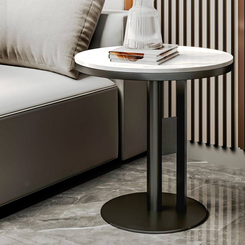 Contemporary Accent Side Table Round Pedestal Living Room Metal Corner Table