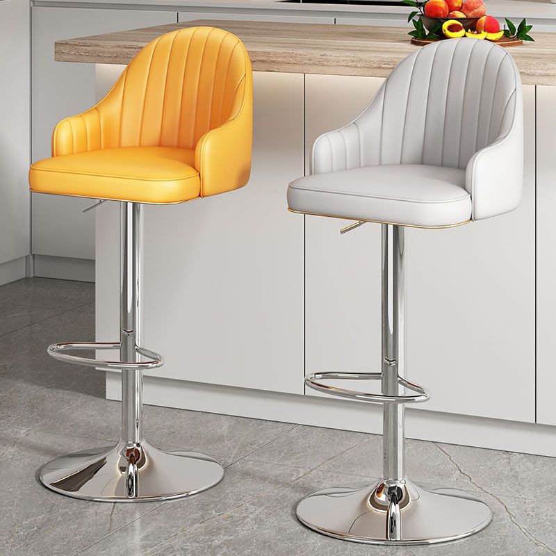 Glam Style Faux Leather Bar Stools Swivel Adjustable Height Bar Stool