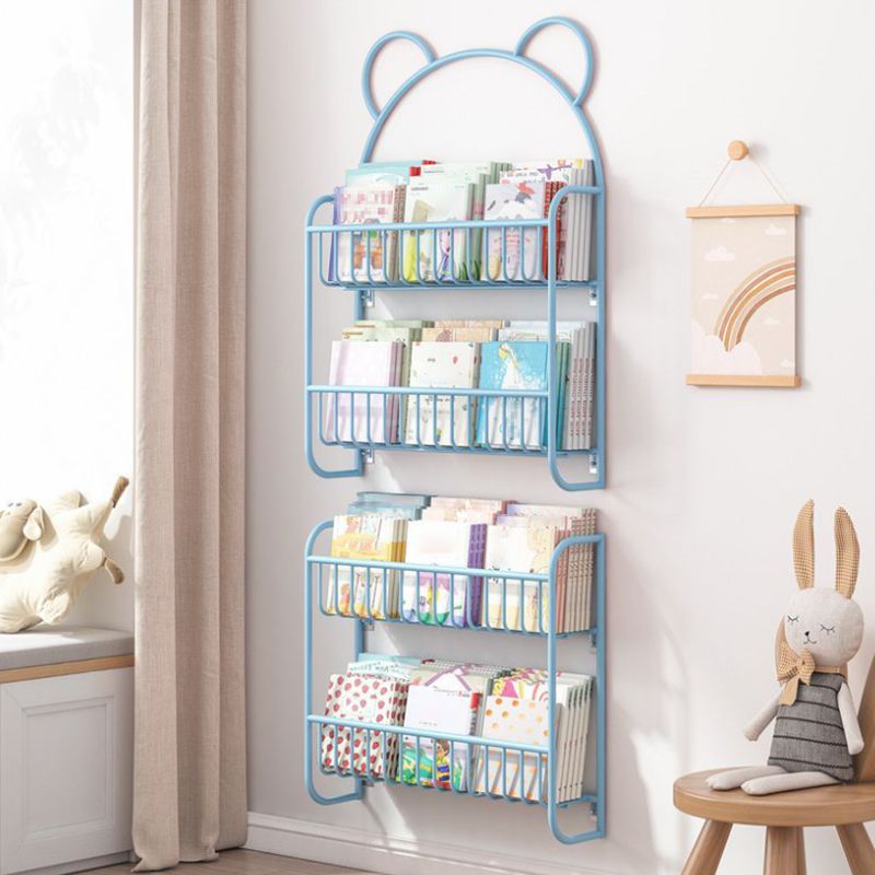 Metal Contemporary Bookshelf Floating Closed Back Bookcase with Shelves