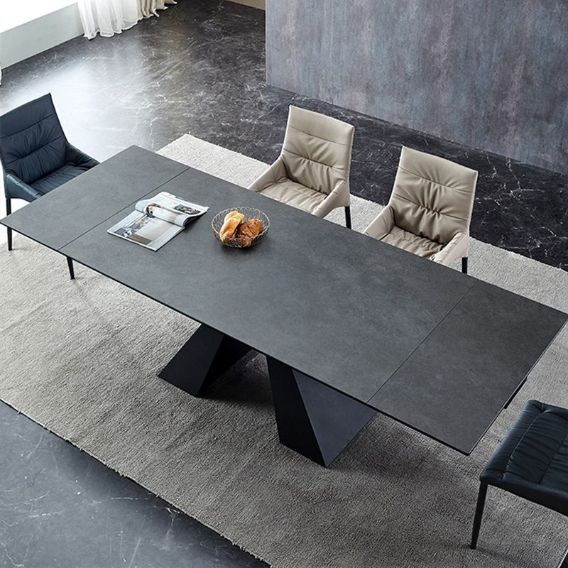 Contemporary 1/4/5 Pieces Dining Room Set Stone Rectangle Furniture in Black