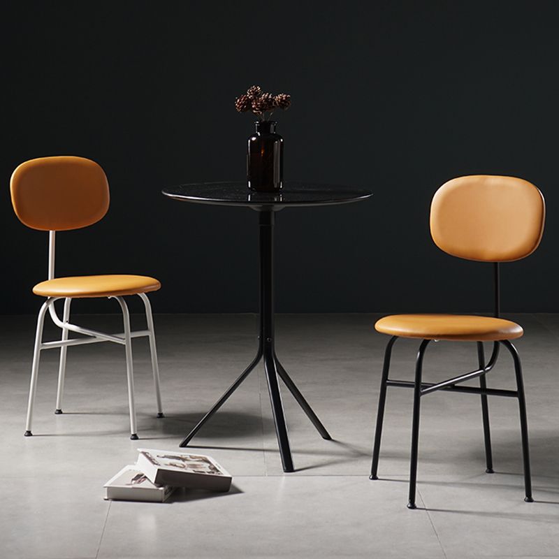 Chaise de salle à manger de style contemporain Chaise d'appoint sans accoudoirs avec pieds en métal