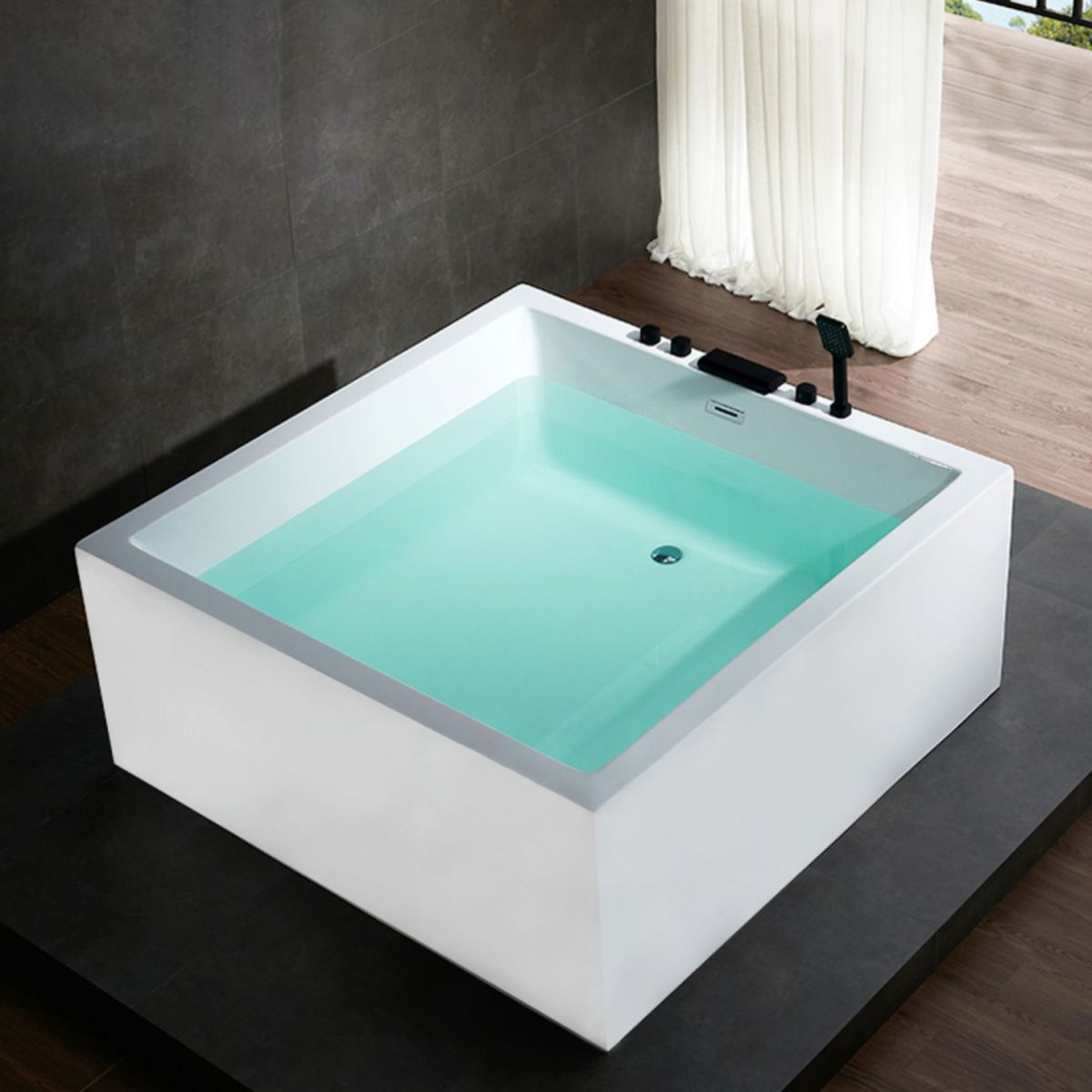 Modern Square Bath Stand Alone Acrylic Soaking White Bathtub