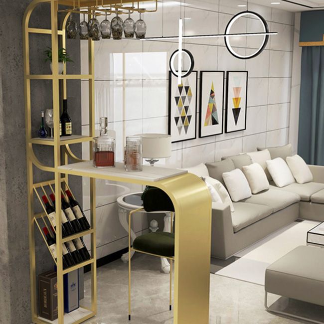 White and Black Modern Style Specialty in Faux Marble and Metal Milk Tea Shop Bar Table