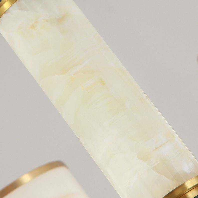 Contemporary Cylindrical Hanging Pendant Light Copper Ceiling Chandelier with Glass Shade