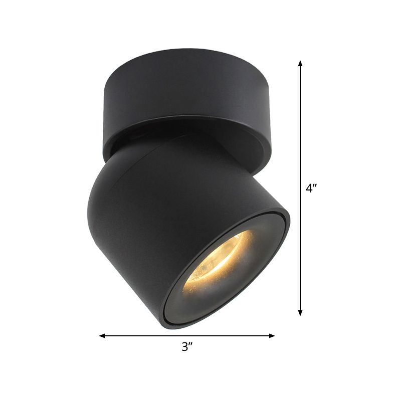 Aluminum Cylinder Flush Light Fixture Contemporary LED Black Adjustable Flush Mounted Lamp in Warm/Natural Light