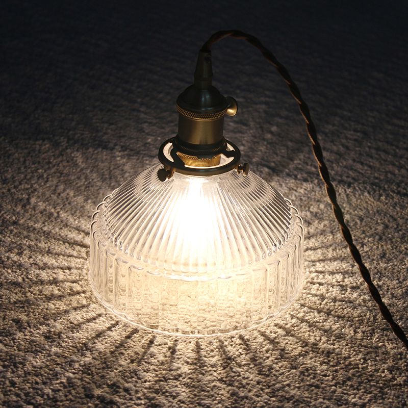 Scheunengeformte Drop -Anhänger Minimalistische Ribglas 1 Kopf Messing Suspension Licht