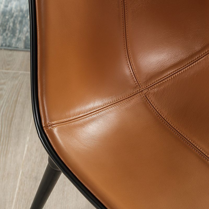 Contemporary Style Side Chair Metal Solid Back Dining Room Chair for Brasserie