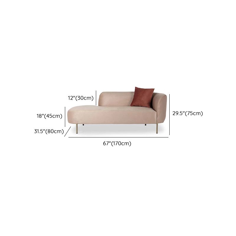 Glam Velvet Flared Arm Chaise Lounge for Living Room with Pillow