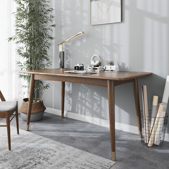 Rectangle Ash Wood Table in Walnut Luxury Dining Table with 4 Legs for Restaurant