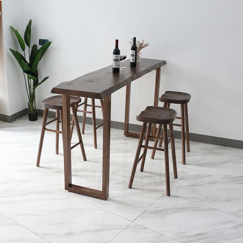 Luxury Rectangle Solid Wood Bar Table Set 1/4/5 Pieces Counter Table with Backless Stools