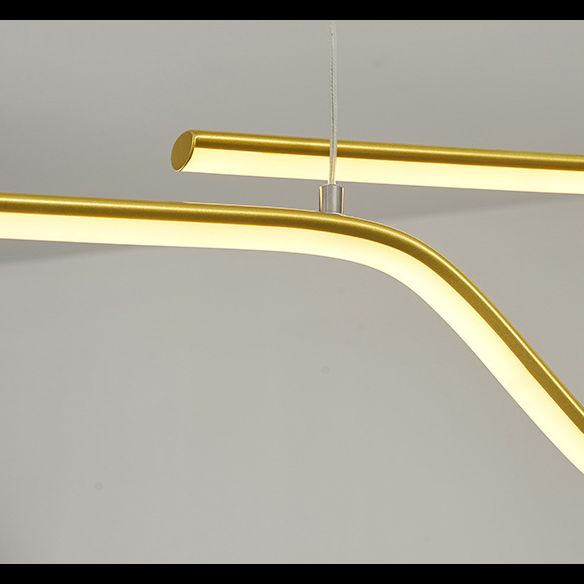 Ultra-modern Linear Hanging Chandelier Metallic Hanging Lamp with Hanging Cord for Restaurant