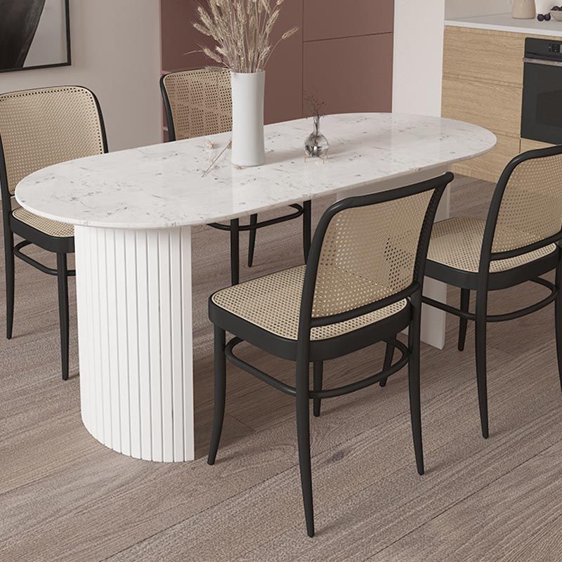 Modern Stone Top Dinette Table Metal Base Dining Table for Living Room