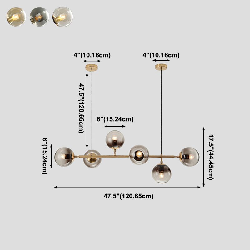 Simple Dining Chandelier Lamp Dining Room Round Glass Shade Ceiling Hanging Light