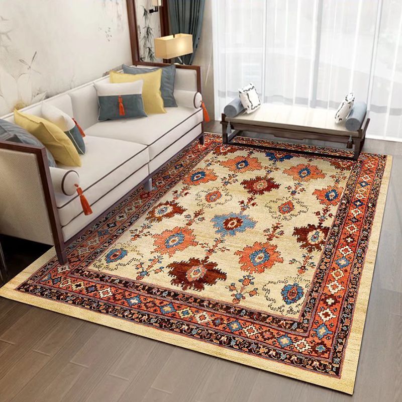 Mid-Century Area Rug Classic Floral Print Carpet Non-Slip Backing Carpet for Living Room