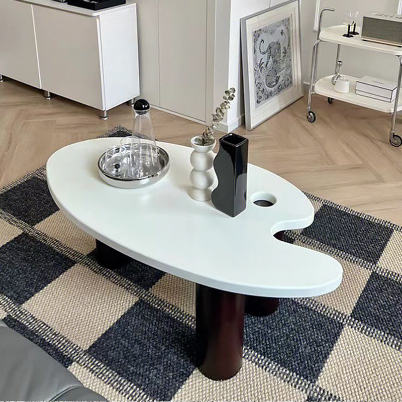 16"H Contemporary Coffee Table White 3 Legs Coffee Cocktail Table