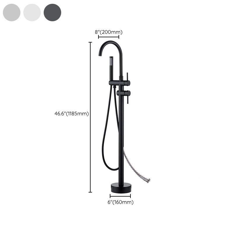 Freestanding Bathtub Faucet Floor Mounted One Lever Handle with Hose