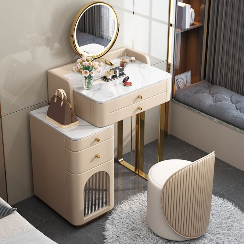 5 Storage Drawers Makeup Vanity Desk Stone Top Dressing Table