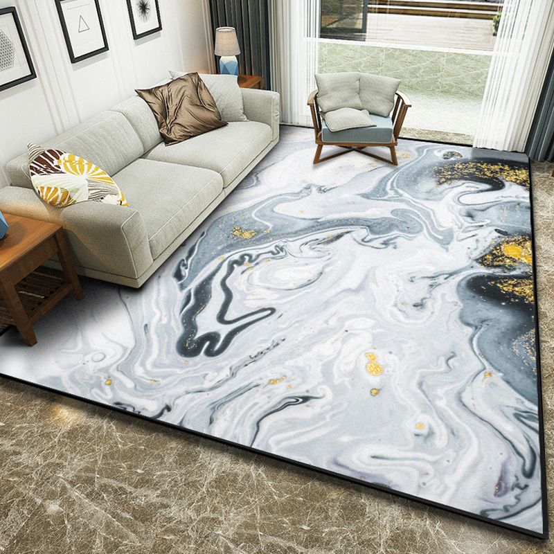 Art Deco Nordic Rug Multi Color 3D Marble Print Carpet Anti-Slip Stain Resistant Pet Friendly Rug for Great Room