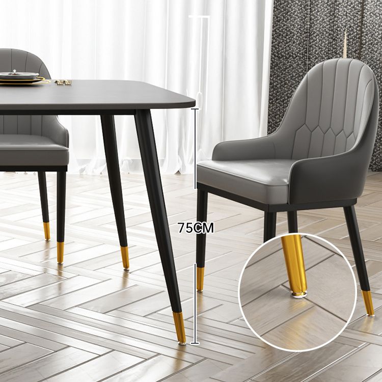 Modern Rectangle Dining Table Set 1/2/5/7 Pieces Grey Sintered Stone Top Dinette Set