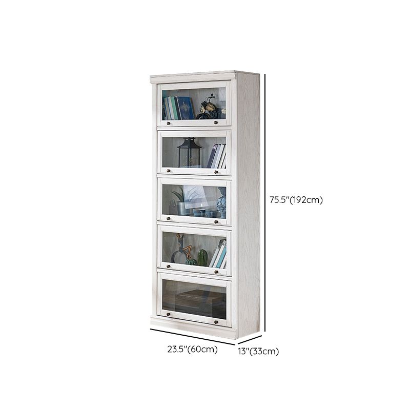 Modern Standard Bookcase Wooden White Bookshelf with Cabinets
