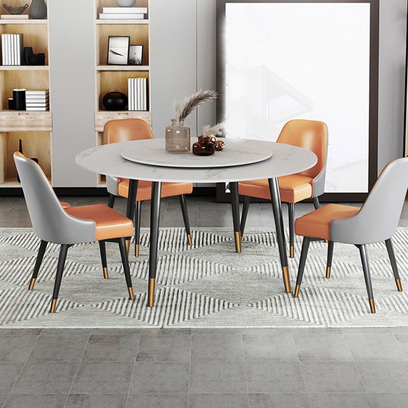 Round Metal 4 Legs Dining Table Black Frame Traditional Luxury Dining Table